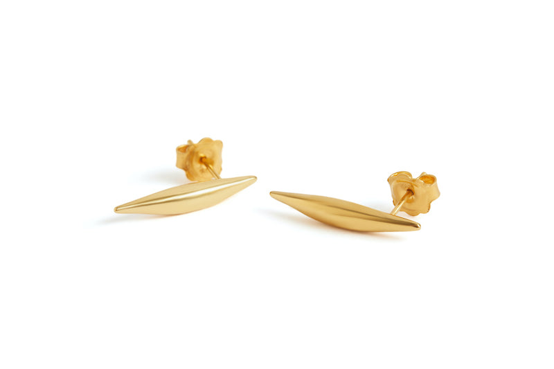 Afiok small Quill stud earrings recycled yellow gold vermeil 