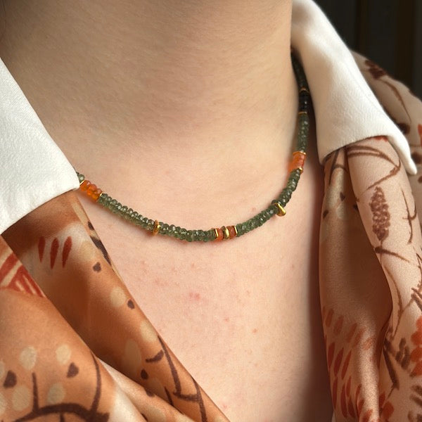 INDIAN SUMMER BEADED GOLD VERMEIL NECKLACE - PERIDOT