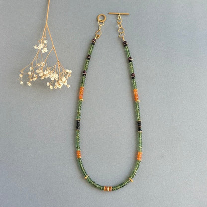 INDIAN SUMMER BEADED GOLD VERMEIL NECKLACE - PERIDOT