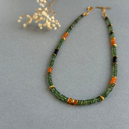 INDIAN SUMMER BEADED GOLD VERMEIL NECKLACE - PERIDOT