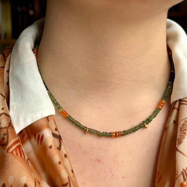 INDIAN SUMMER BEADED GOLD VERMEIL NECKLACE - PERIDOT